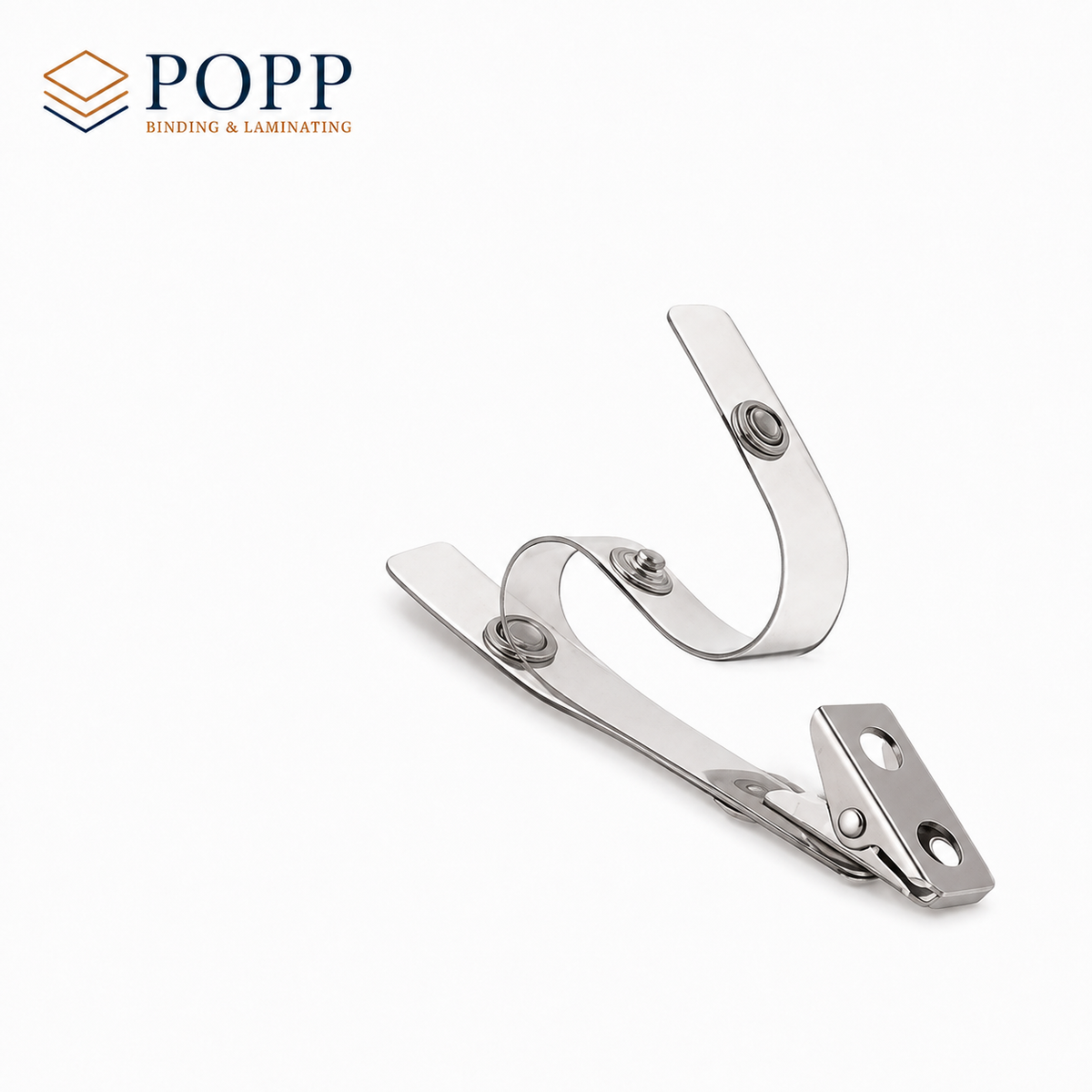 Vinyl ID Badge Strap Clips with 2-Hole Snap, 100 Count